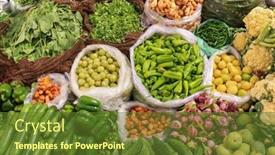  Presentation with indian - Slide set enhanced with assorted-fresh-vegetables-for-sale background and a tawny brown colored foreground