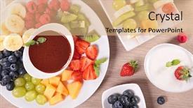  Presentation with dip - Audience pleasing slide set consisting of assorted fruit with chocolate dip backdrop and a coral colored foreground