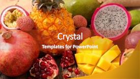  Presentation with mango fruit - Beautiful slide deck featuring fruits mango - assorted fruit backdrop and a crimson colored foreground