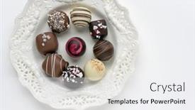  Presentation with white plate - Presentation featuring assorted-gourmet-chocolates-on-white background and a  colored foreground