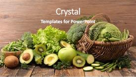  Presentation with fruit - Presentation enhanced with assorted green vegetable and fruit background and a  colored foreground