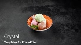  Presentation with ice cream strawberry - Slide set with assorted-ice-cream-in-ceramic background and a  colored foreground