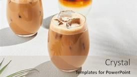  Presentation with cold coffee - Slide set having assorted-iced-coffee-on-white background and a  colored foreground
