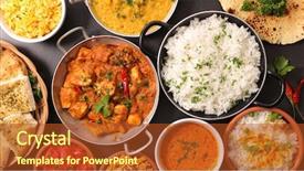  Presentation with indian - Cool new PPT layouts with assorted indian dish backdrop and a red colored foreground