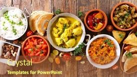  Presentation with indian food chicken curry - PPT theme featuring assorted-indian-food-naan-curry background and a tawny brown colored foreground