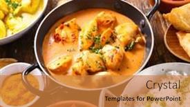  Presentation with indian food - Slides featuring assorted-indian-food-selection-top background and a gold colored foreground