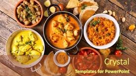  Presentation with indian food - Presentation theme featuring assorted-indian-food-selection-top background and a tawny brown colored foreground