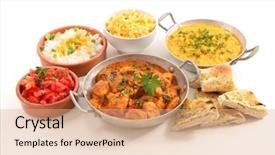  Presentation with indian food - Audience pleasing theme consisting of assorted indian food backdrop and a coral colored foreground
