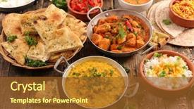  Presentation with indian culture - Cool new slides with culture divers - assorted indian food backdrop and a tawny brown colored foreground