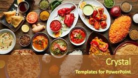  Presentation with indian food - PPT theme having assorted indian recipes food various background and a tawny brown colored foreground