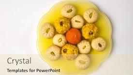  Presentation with sweets - Presentation with assorted-indian-sweets-motichoor-laddu background and a blonde colored foreground