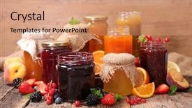  Presentation with jam - PPT theme having assorted jam background and a coral colored foreground