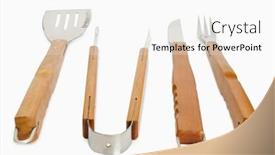  Presentation with utensils - Slide set with assorted kitchen utensils background and a white colored foreground