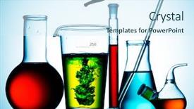 Presentation with laboratory equipment - Amazing slide deck having assorted laboratory glassware equipment ready backdrop and a cool aqua colored foreground