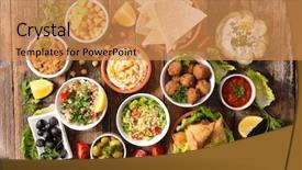  Presentation with lebanese food - PPT layouts with assorted lebanese food background and a coral colored foreground