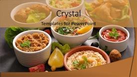  Presentation with lebanese food - Colorful slide deck enhanced with assorted lebanese food backdrop and a gold colored foreground