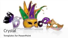  Presentation with festival masks - Cool new presentation theme with assorted mardi gra masks including backdrop and a white colored foreground