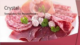  Presentation with meat - Amazing PPT theme having assorted meat and salami backdrop and a lemonade colored foreground