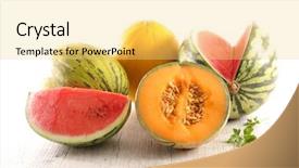 Presentation with melon - Amazing theme having assorted melon and watermelon backdrop and a yellow colored foreground