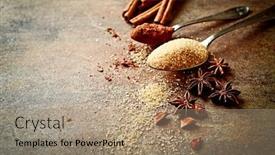 Presentation with natural ingredients - Beautiful slides featuring assorted-natural-baking-ingredients backdrop and a coral colored foreground