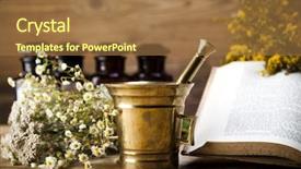  Presentation with mortar - PPT layouts featuring assorted natural medical herbs background and a  colored foreground