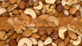  Presentation with almonds - Presentation theme with assorted-nuts-almonds-filberts-walnuts background and a gold colored foreground