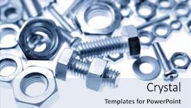  Presentation with nuts - Audience pleasing presentation theme consisting of assorted nuts and bolts closeup backdrop and a light blue colored foreground