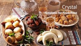  Presentation with mint - PPT layouts enhanced with assorted-of-arabian-pastry background and a red colored foreground