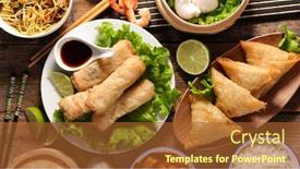  Presentation with dim sum - Theme featuring assorted-of-asian-food-spring background and a red colored foreground