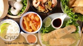  Presentation with asian food - Slide deck consisting of assorted-of-asian-food background and a yellow colored foreground