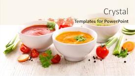  Presentation with tomato - Presentation design featuring assorted-of-bowl-of-soup background and a lemonade colored foreground