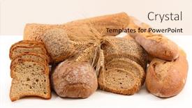  Presentation with croissant - PPT theme enhanced with assorted-of-bread-and-croissant background and a coral colored foreground