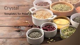  Presentation with rice grain - Colorful slide set enhanced with assorted-of-cereal-grain-rice backdrop and a coral colored foreground