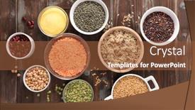  Presentation with chickpea - Beautiful PPT theme featuring assorted-of-cereals-rice-lentils backdrop and a red colored foreground