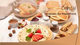  Presentation with pancake - Slide set enhanced with assorted-of-crepe-pancake background and a coral colored foreground