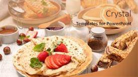  Presentation with waffles - Theme consisting of assorted of crepes and waffles background and a coral colored foreground