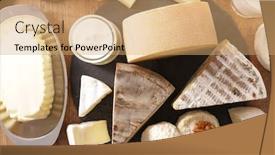  Presentation with milk product - Beautiful presentation design featuring assorted-of-dairy-product-cheese backdrop and a coral colored foreground