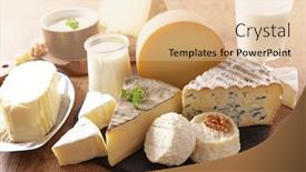  Presentation with milk product - Presentation theme enhanced with assorted-of-dairy-product-cheese background and a lemonade colored foreground