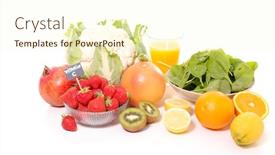  Presentation with vitamin - Presentation theme featuring assorted-of-food-high background and a cream colored foreground