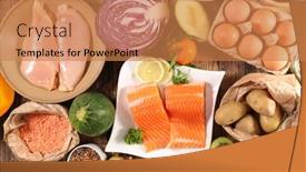  Presentation with protein food - Beautiful presentation theme featuring assorted-of-food-high backdrop and a coral colored foreground