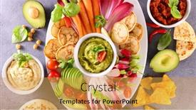  Presentation with dip - Slide deck with assorted-of-fresh-vegetables-bread background and a yellow colored foreground