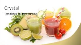  Presentation with fruit vegetable juice - Cool new slide deck with assorted-of-fruit-and-vegetable backdrop and a white colored foreground