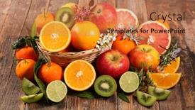  Presentation with kiwi fruit - Slides having assorted-of-fruit-orange-kiwi background and a coral colored foreground