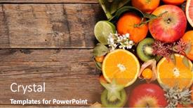  Presentation with kiwi fruit - Audience pleasing theme consisting of assorted-of-fruit-orange-kiwi backdrop and a red colored foreground