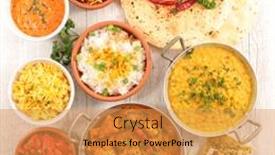  Presentation with chicken curry - Cool new slide deck with assorted-of-indian-dish backdrop and a gold colored foreground