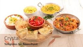  Presentation with indian food - Audience pleasing presentation theme consisting of assorted-of-indian-food-bread backdrop and a coral colored foreground