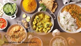  Presentation with indian food chicken curry - Slide deck consisting of assorted-of-indian-food-chicken background and a gold colored foreground