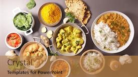  Presentation with indian food chicken curry - PPT layouts with assorted-of-indian-food-chicken background and a gold colored foreground