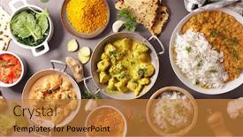  Presentation with chicken curry - Colorful slide set enhanced with assorted-of-indian-meal-curry backdrop and a gold colored foreground