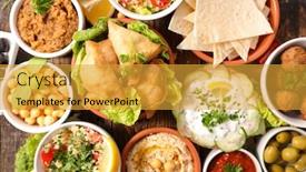  Presentation with chickpea - Colorful presentation enhanced with assorted-of-lebanese-samosa-pita backdrop and a gold colored foreground